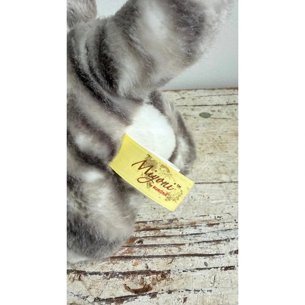 Miyoni by Aurora Grey Tabby Kitten Plush Stuffed Animal Realistic Cat 10 inch
